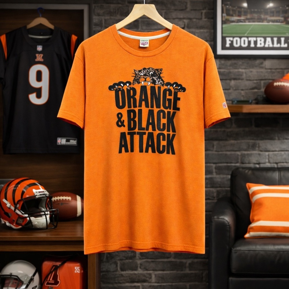 HOMAGE Cincinnati Bengals Orange & Black Attack Graphic Tee